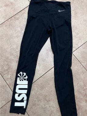 Nike Black Leggings with White 'Just' Graphic